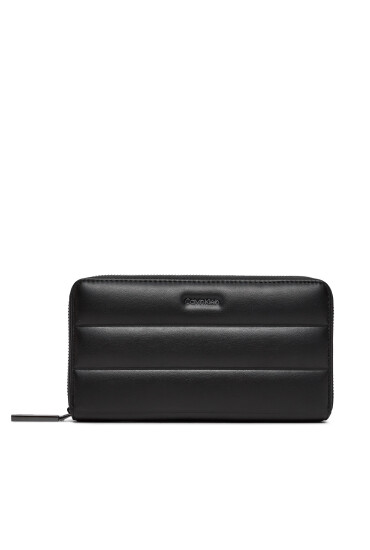 Calvin Klein Голям дамски портфейл Line Quilt Large Zip Around K60K612199 Черен - Mera.bg