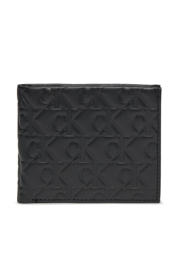 Calvin Klein Голям мъжки портфейл Logo Print Bifold Id K50K511435 Черен - Mera.bg