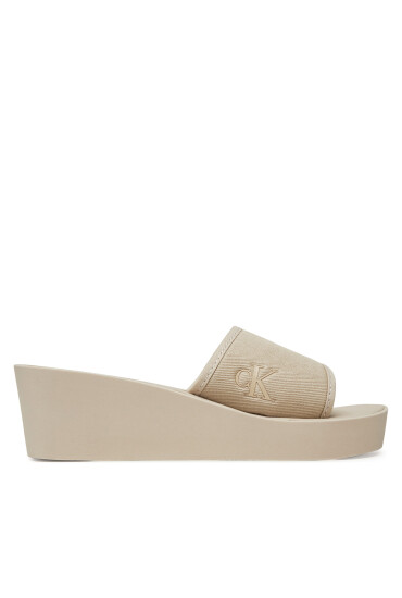 Calvin Klein Jeans Чехли Beach Wedge Slide Canvas YW0YW01725 Бежов - Mera.bg