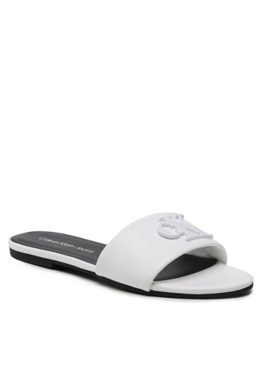 Calvin Klein Jeans Чехли Flat Sandal Slide Hw YW0YW00952 White YBR - Mera.bg