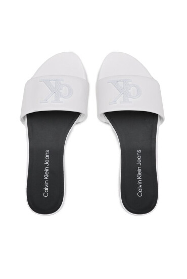 Calvin Klein Jeans Чехли Flat Sandal Slide Hw YW0YW00952 White YBR - Mera.bg