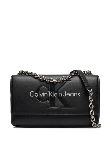 Calvin Klein Jeans Дамска чанта Sculpted Ew Flap Conv25 Mono K60K611866 Black/Metallic Logo 0GL - Mera.bg
