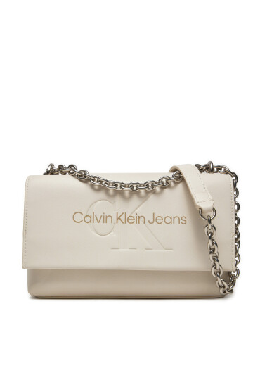 Calvin Klein Jeans Дамска чанта Sculpted Ew Flap Wichain25 Mono K60K612221 Екрю - Mera.bg