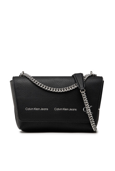 Calvin Klein Jeans Дамска чанта Sculpted Pebble E/W Flap Cony K60K608937 Черен - Mera.bg