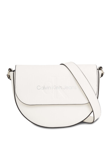 Calvin Klein Jeans Дамска чанта Sculpted Saddle Bag22 Mono K60K611223 White/Silver Logo 0LI - Mera.bg