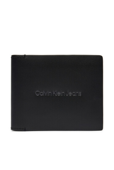 Calvin Klein Jeans Голям мъжки портфейл Logo Print Bifold Id K50K512063 Черен - Mera.bg