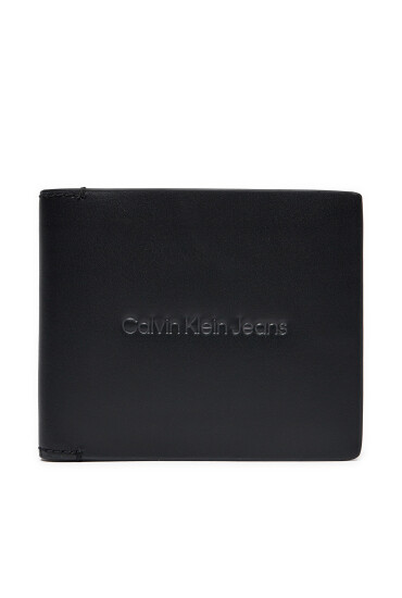 Calvin Klein Jeans Голям мъжки портфейл Logo Print Bifold W/Coin K50K512059 Черен - Mera.bg