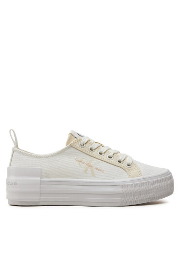 Calvin Klein Jeans Гуменки Bold Vulc Flatf Low Lace Mix Mtl YW0YW01465 Екрю - Mera.bg