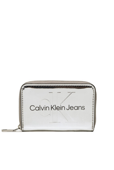 Calvin Klein Jeans Малък дамски портфейл Sculpted Med Zip Around K60K610405 Сребрист - Mera.bg