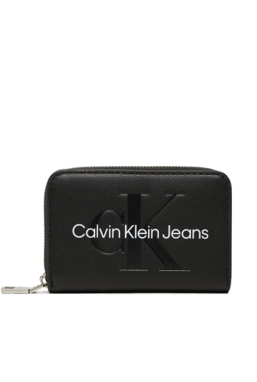 Calvin Klein Jeans Малък дамски портфейл Sculpted Med Zip Around K60K610405 Черен - Mera.bg