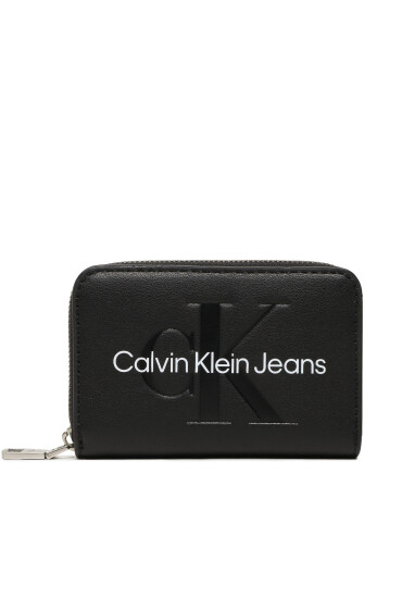 Calvin Klein Jeans Малък дамски портфейл Sculpted Med Zip Around K60K610405 Черен - Mera.bg