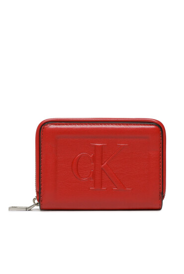 Calvin Klein Jeans Малък дамски портфейл Sculpted Med Zip Around Pipping K60K610353 Червен - Mera.bg