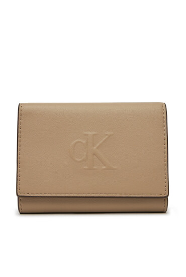 Calvin Klein Jeans Малък дамски портфейл Sculpted Medium Trifold LV04K1078G Бежов - Mera.bg