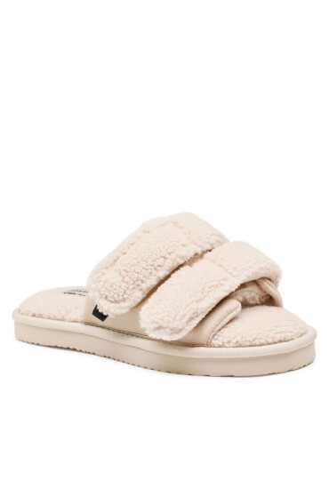 Calvin Klein Jeans Пантофи Home Slide Velcro Shearling YW0YW00861 Eggshell 0GD - Mera.bg
