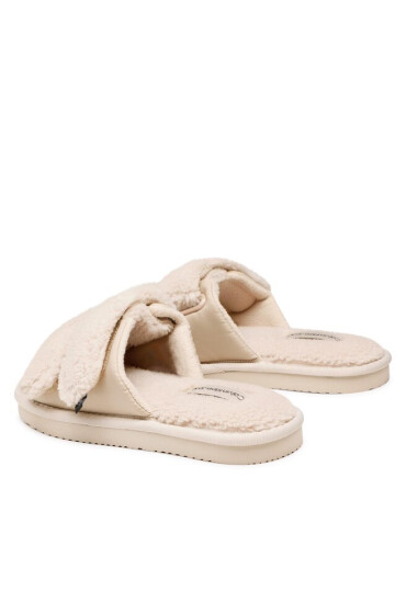 Calvin Klein Jeans Пантофи Home Slide Velcro Shearling YW0YW00861 Eggshell 0GD - Mera.bg
