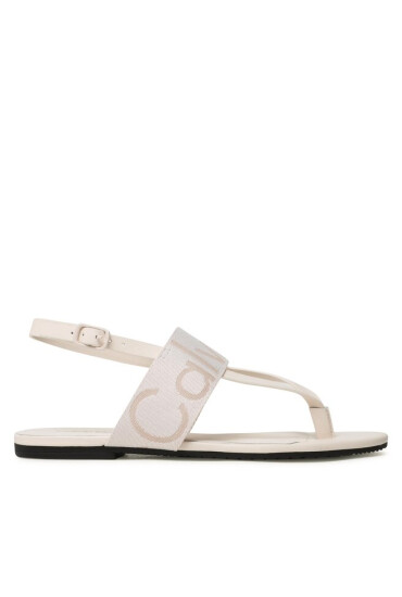 Calvin Klein Jeans Сандали Flat Sandal Toepost Webbing YW0YW00956 Ancient White YBH - Mera.bg