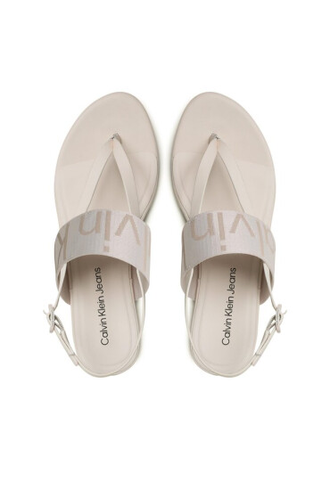 Calvin Klein Jeans Сандали Flat Sandal Toepost Webbing YW0YW00956 Ancient White YBH - Mera.bg