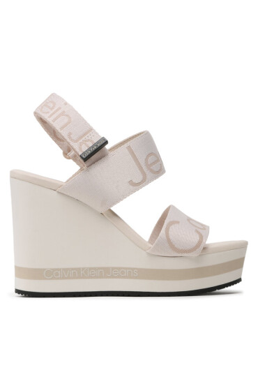 Calvin Klein Jeans Сандали Wedge Sandal Webbing YW0YW00959 Ancient White YBH - Mera.bg