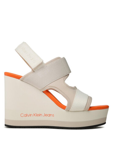 Calvin Klein Jeans Сандали Wedge Sandal Webbing YW0YW01073 Eggshell/Shocking Orange ACF - Mera.bg