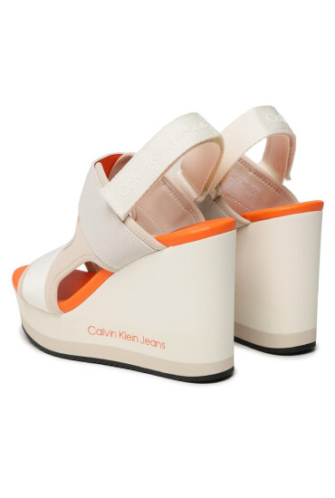 Calvin Klein Jeans Сандали Wedge Sandal Webbing YW0YW01073 Eggshell/Shocking Orange ACF - Mera.bg