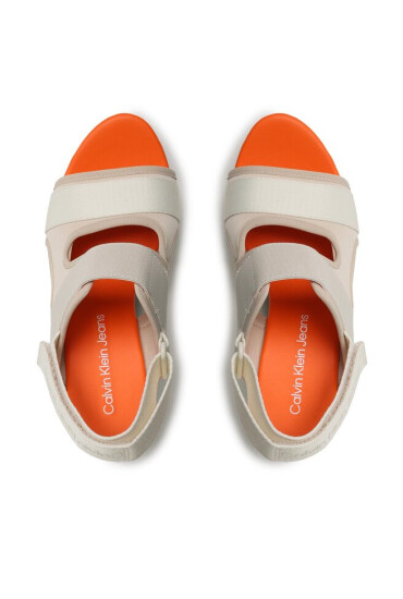 Calvin Klein Jeans Сандали Wedge Sandal Webbing YW0YW01073 Eggshell/Shocking Orange ACF - Mera.bg