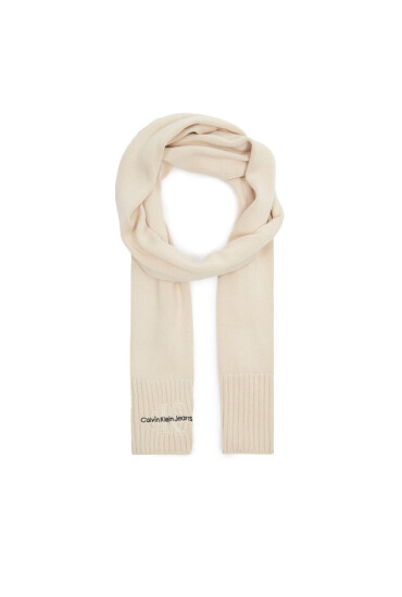 Calvin Klein Jeans Зимен шал Monologo Embro Knit Scarf K60K611262 Екрю - Mera.bg