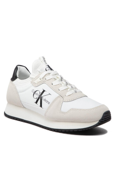 Calvin Klein Jeans Сникърси Runner Sock Laceup Ny-Lth YW0YW00832 Бял - Mera.bg