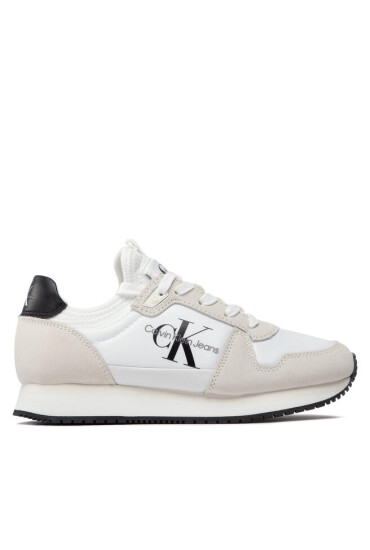 Calvin Klein Jeans Сникърси Runner Sock Laceup Ny-Lth YW0YW00832 Бял - Mera.bg