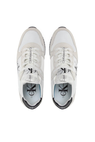 Calvin Klein Jeans Сникърси Runner Sock Laceup Ny-Lth YW0YW00832 Бял - Mera.bg