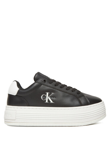 Calvin Klein Jeans Сникърси Bold Flatf Low Lace Lth YW0YW01878 Черен - Mera.bg