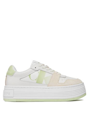 Calvin Klein Jeans Сникърси Bold Flatf Low Lace Mix Nbs Sat YW0YW01308 Бял - Mera.bg