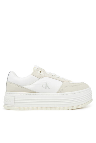 Calvin Klein Jeans Сникърси Bold Flatf Low Lace Mix YW0YW01742 Бял - Mera.bg