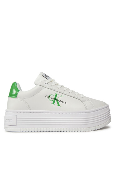 Calvin Klein Jeans Сникърси Bold Platf Low Lace Lth Ml Met YW0YW01431 Бял - Mera.bg