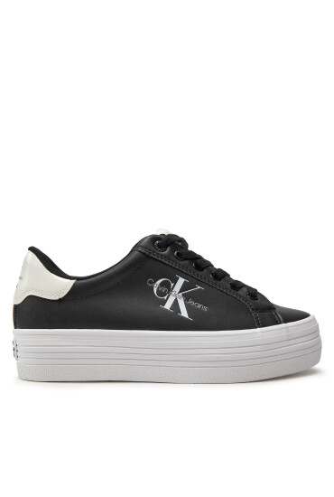 Calvin Klein Jeans Сникърси Bold Vulc Flatf Lace Lth Met YW0YW01393 Черен - Mera.bg
