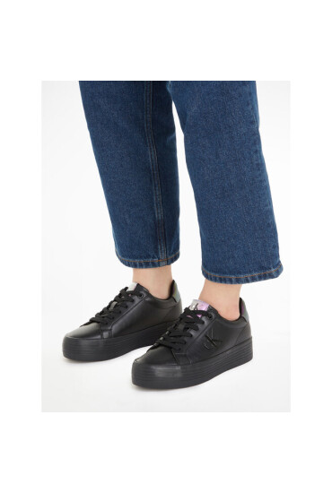 Calvin Klein Jeans Сникърси Bold Vulc Flatf Laceup Lth Wn YW0YW01144 Черен - Mera.bg