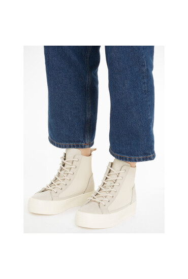 Calvin Klein Jeans Сникърси Bold Vulc Mid Flatform Laceup Wn YW0YW01270 Бежов - Mera.bg