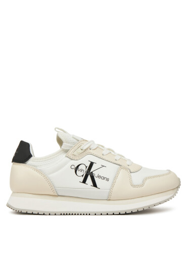 Calvin Klein Jeans Сникърси Runner Sock Laceup Ml Lth YW0YW01616 Бял - Mera.bg
