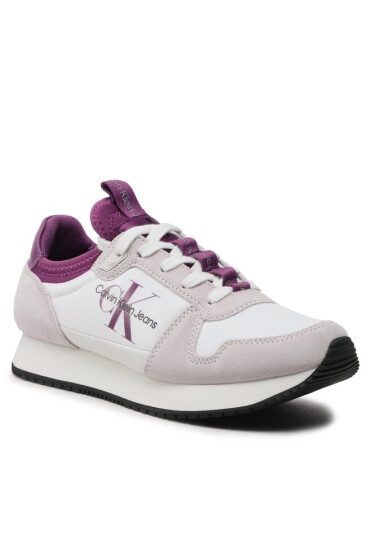 Calvin Klein Jeans Сникърси Runner Sock Laceup Ny-Lth W YW0YW00840 Бял - Mera.bg