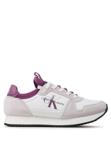 Calvin Klein Jeans Сникърси Runner Sock Laceup Ny-Lth W YW0YW00840 Бял - Mera.bg