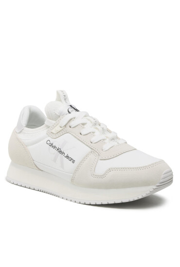 Calvin Klein Jeans Сникърси Runner Sock Laceup Ny-Lth W YW0YW00840 Бял - Mera.bg