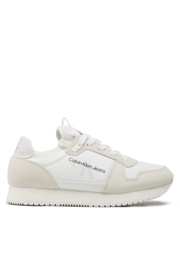 Calvin Klein Jeans Сникърси Runner Sock Laceup Ny-Lth W YW0YW00840 Бял - Mera.bg
