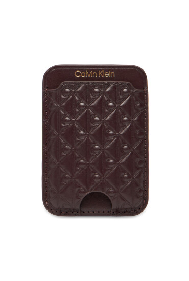 Calvin Klein Калъф за кредитни карти Aop Leather Magnetic Card Case LV04F1100G Бордо - Mera.bg