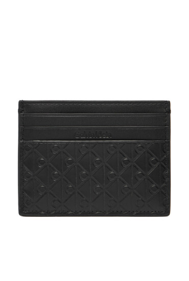 Calvin Klein Калъф за кредитни карти Embossed Emblem Card Case LV04D1128G Черен - Mera.bg