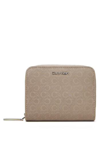 Calvin Klein Малък дамски портфейл Ck Must Aop Md Zip Around W Flap LV04F1037G Бежов - Mera.bg