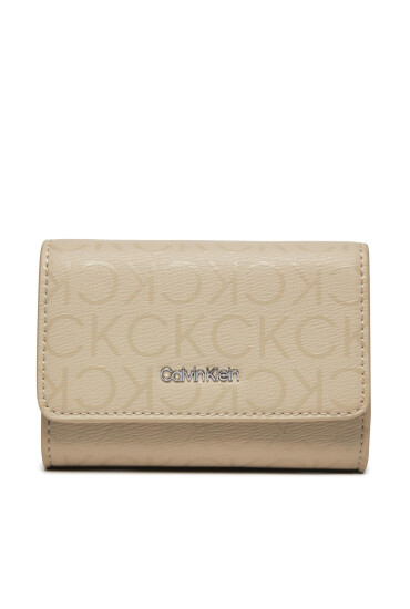 Calvin Klein Малък дамски портфейл Ck Must Small Trifold_Epi Mono K60K611931 Бежов - Mera.bg