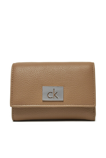 Calvin Klein Малък дамски портфейл Ck Plaque Small Trifold W/Zip K60K612834 Сив - Mera.bg