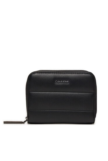 Calvin Klein Малък дамски портфейл Line Quilt Medium Zip Around K60K612201 Черен - Mera.bg