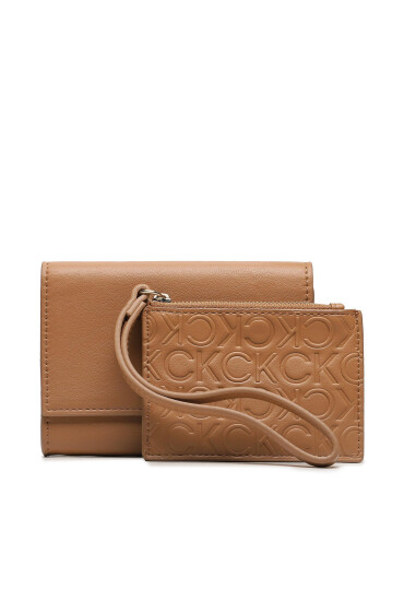 Calvin Klein Малък дамски портфейл Re-Lock Bifold & Cardholder Sm K60K611092 Кафяв - Mera.bg