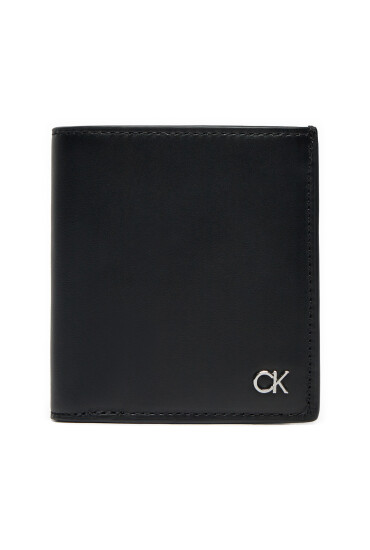 Calvin Klein Малък мъжки портфейл Metal Ck Trifold 6Cc W/Coin K50K512290 Черен - Mera.bg