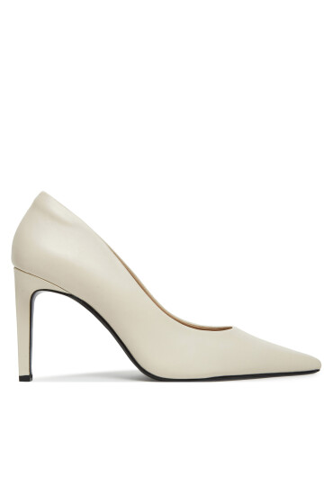 Calvin Klein Обувки на ток Pump 90 Pointy Hw Bar Lth HW0HW02527 Бежов - Mera.bg